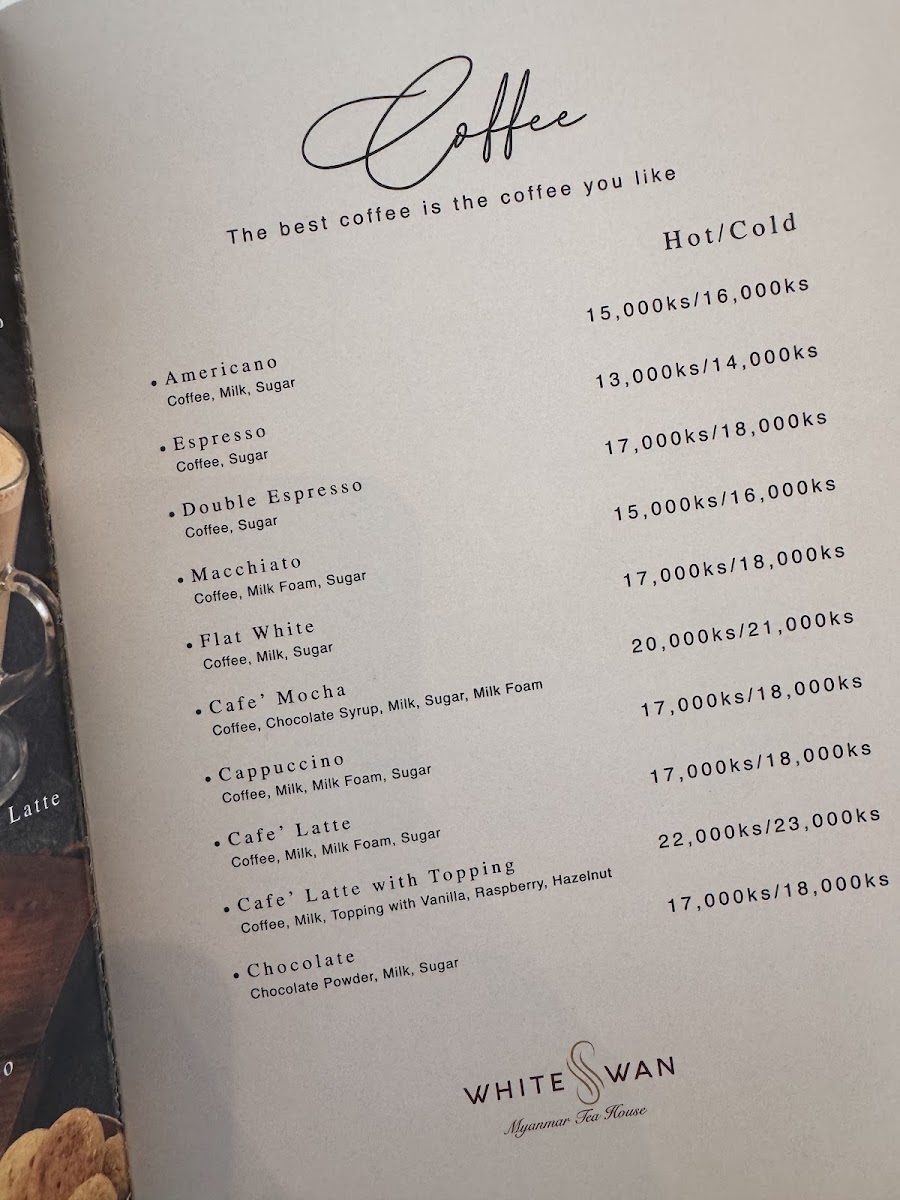 Menu White Swan Myanmar Tea House-1