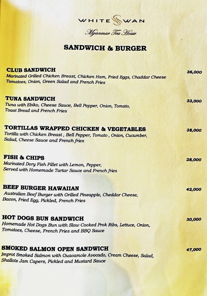 Menu White Swan Myanmar Tea House-9